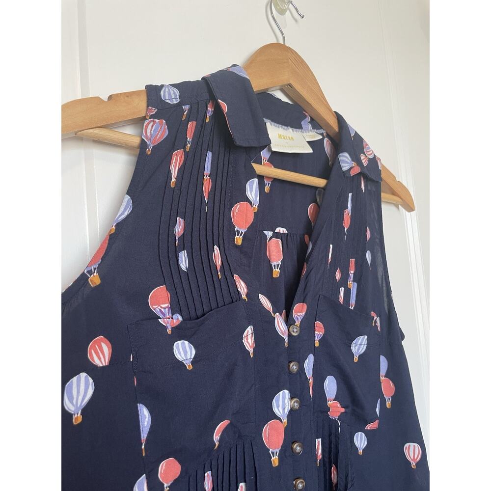 MAEVE BY ANTHROPOLOGIE SLEEVELESS NOVELTY PRINT HOT AIR BALLOON BLOUSE SZ XS - Picture 4 of 14